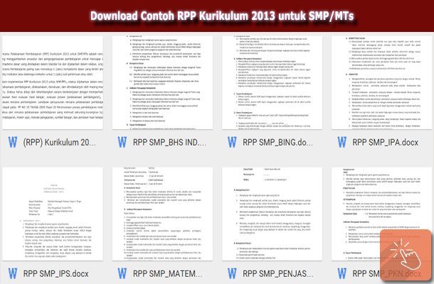 Download Contoh RPP Kurikulum 2013 untuk SMP/MTs
