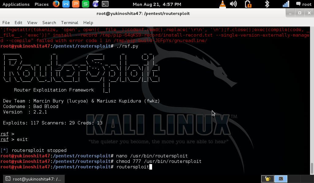 Kali Linux Routersploit