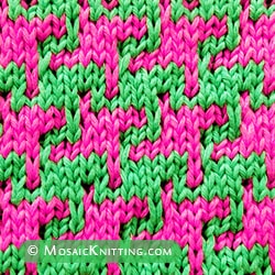 Free knitting pattern. Houndstooth mosaic knitting stitch.