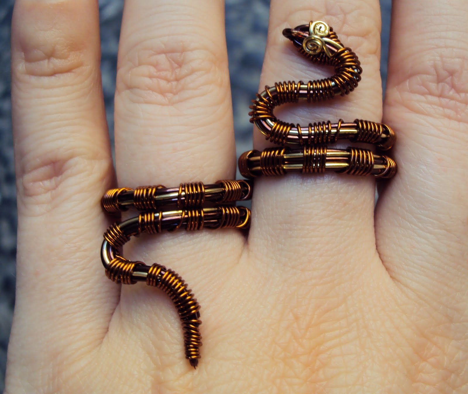 khanmaryjewels Two finger snake сopper ring