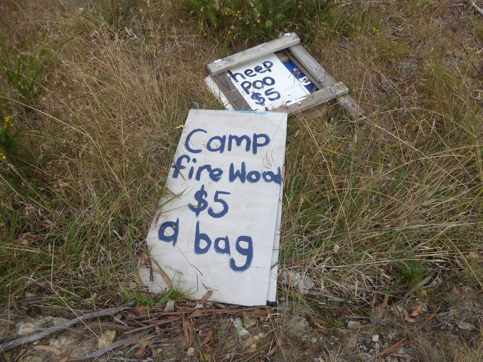 sheep poo 5 a bag and fire wood 5 a bag