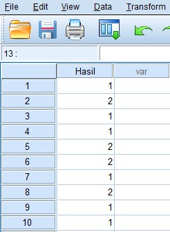 Uji 1 Sampel Binomial Dengan SPSS - kabarito.com input data di spss statistik binomial test