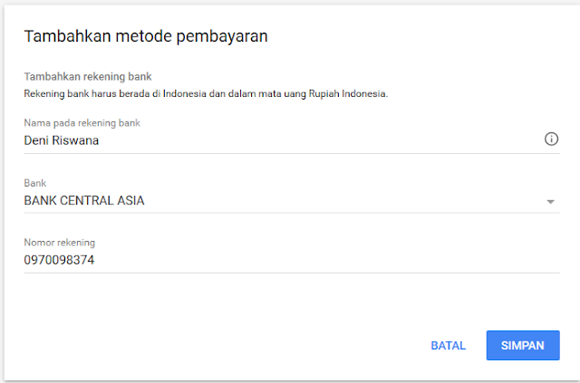 Verifikasi Rekening Bank Untuk Pembayaran Google Adsense Riswan.net