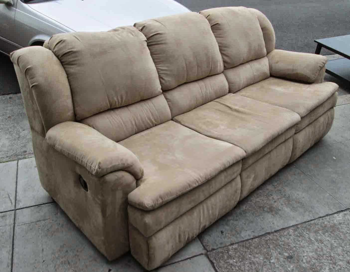 microfiber and leather reclining sofa