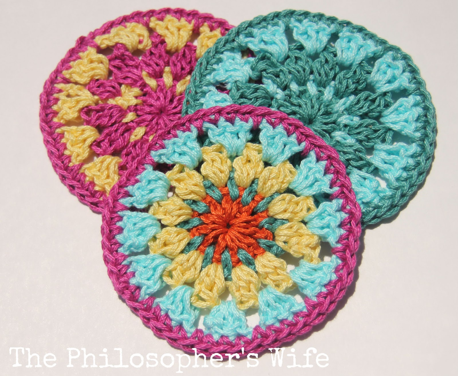 The Philosopher's Wife Free Crochet Coaster Pattern using Lion Brand's