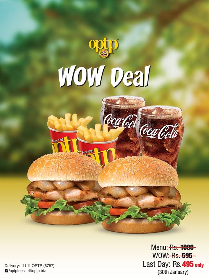 OPTP WOW Deal Last Day 30 Jan 2019. 2 Premium Grilled Chicken Burgers