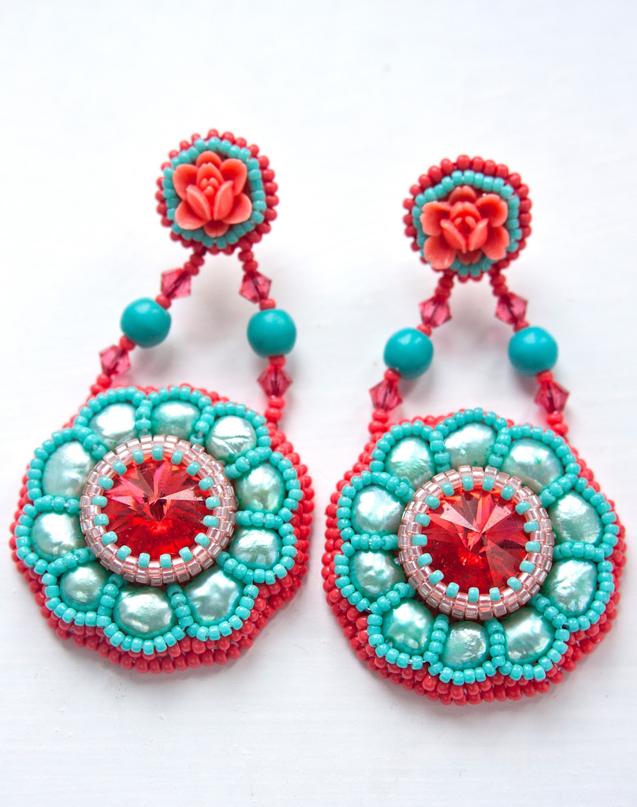 AIF Design Bead Embroidery Earrings IV