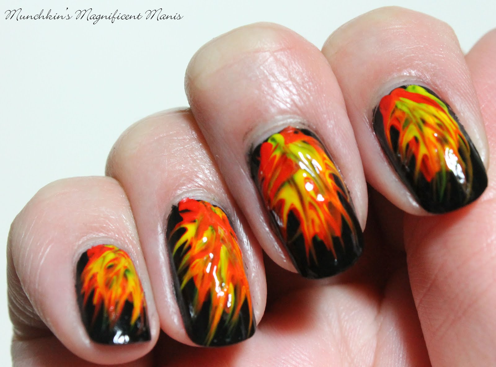 fire red nail design