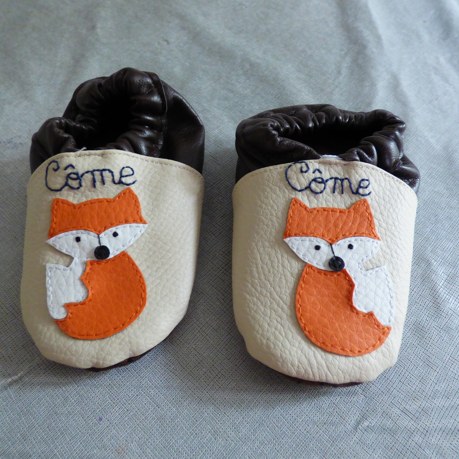 chausson cuir bebe fait main