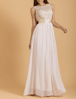 Φόρεμα maxi μουσελίνα με top δαντέλα