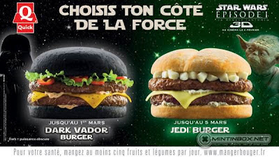 Cartaz dos sanduíches em homenagem ao filme Star Wars 3D