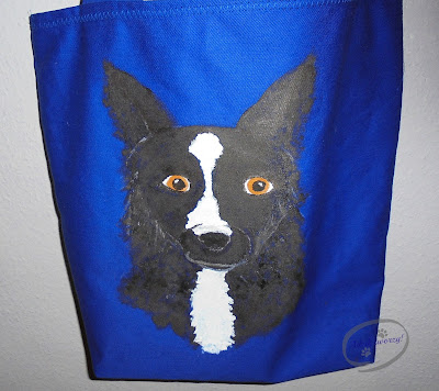 ręcznie malowana torba z border collie malowany pies na torbie szycie i rękodzieło
