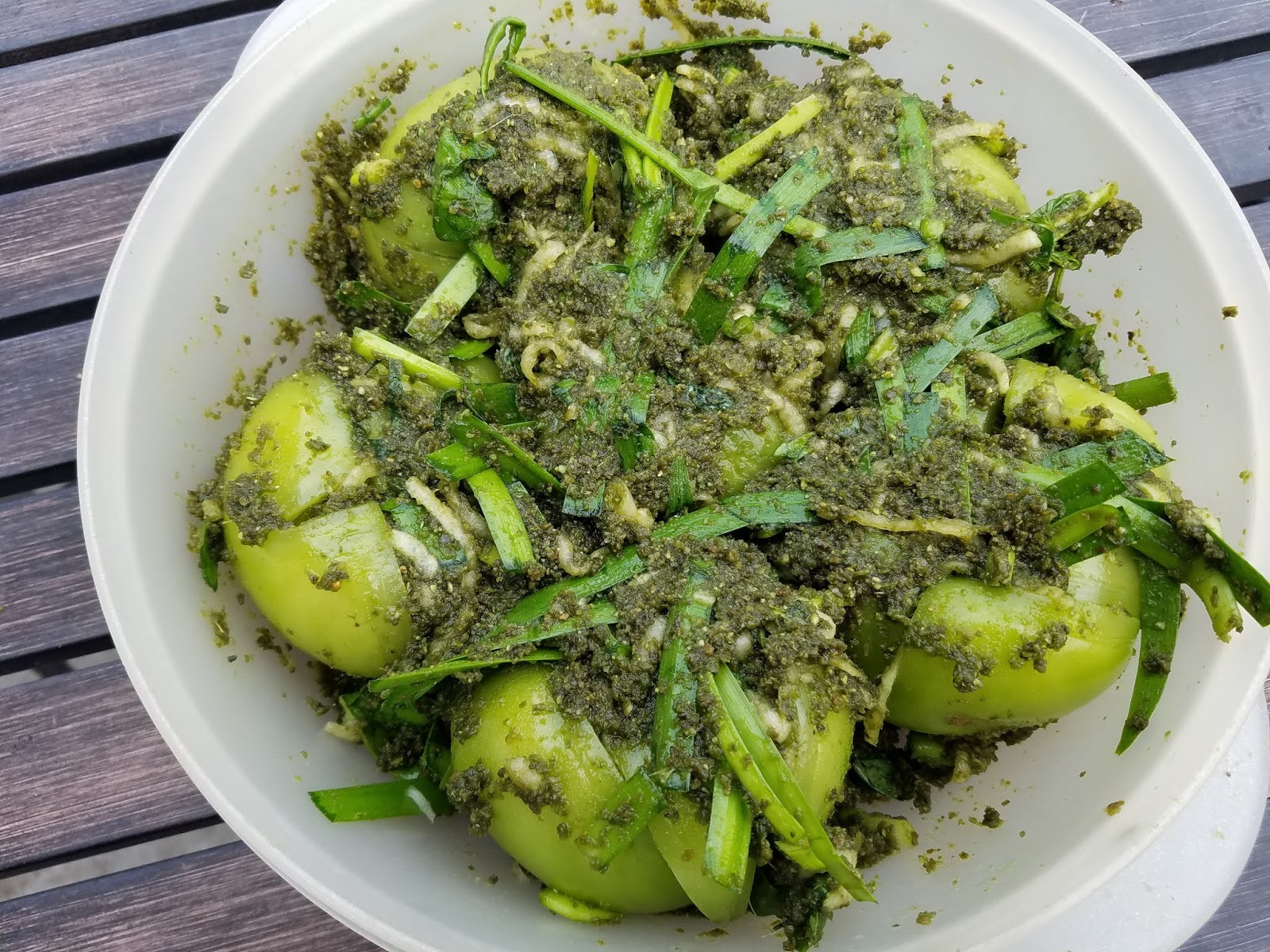 Green Tomato Kimchi With Green Kimchi Paste Preesi Food Whore