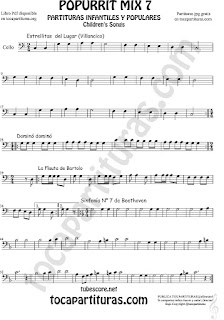 Popurrí Mix 7 Partitura de Violonchelo Campanitas del Lugar Dominó La Flauta de Bartolo Sinfonía Nº 7 Beethoven Popurrí Mix 7 Sheet Music for Cello Music Scores