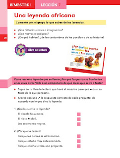 Apoyo Primaria Español 2do grado Bloque 1 lección 7 Una leyenda africana