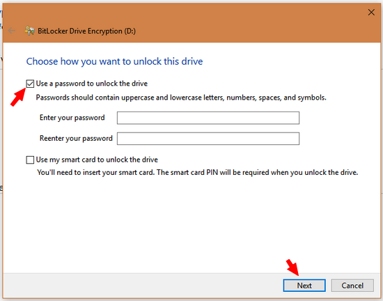 password protect usb flash drive without any software in windows