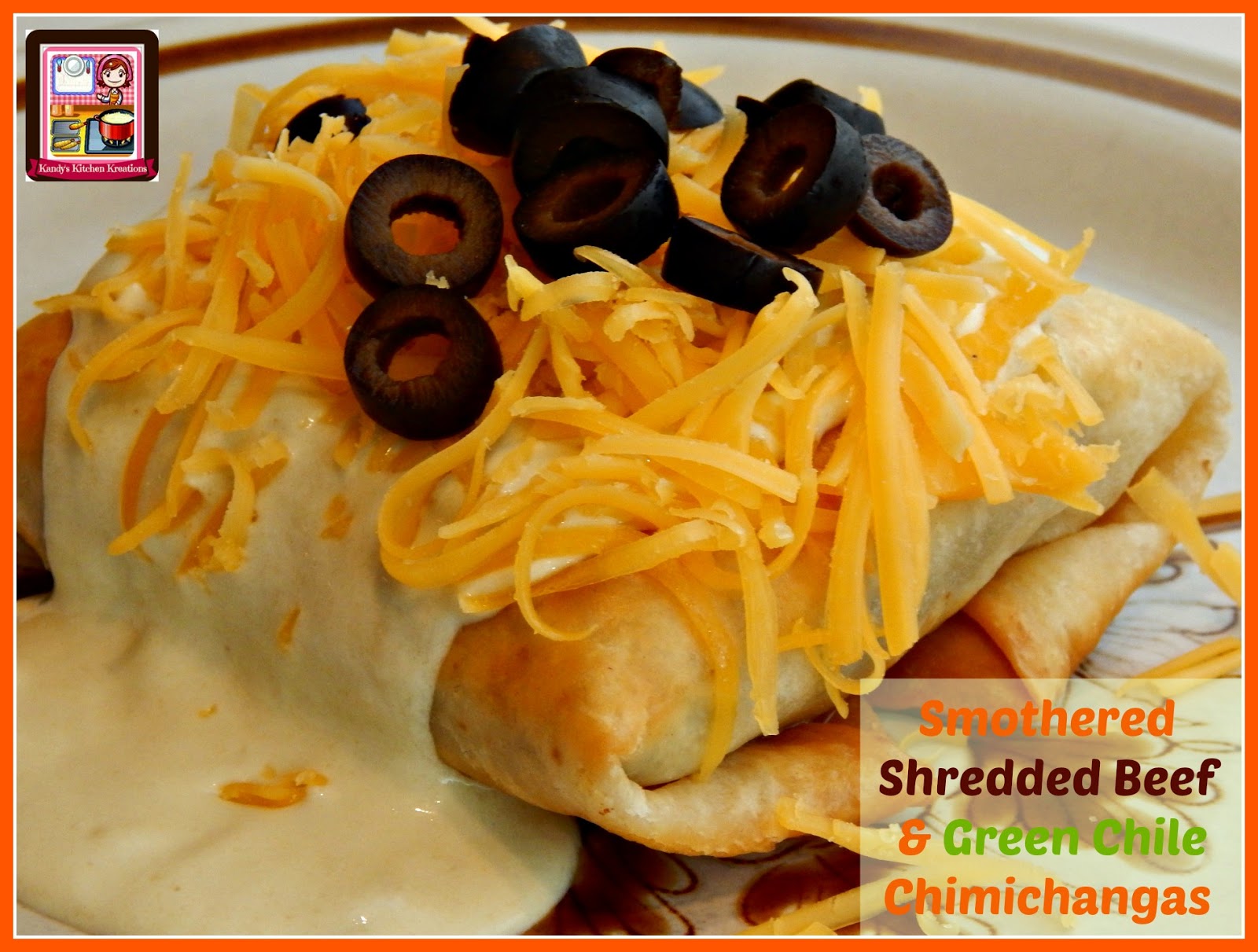 Kandy's Kitchen Kreations Smothered Shredded Beef & Green Chile Chimichangas
