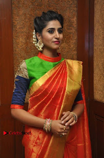 Actress Model Shamili (Varshini Sounderajan) Stills in Beautiful Silk Saree at 'Love For Handloom' Collection Fashion Show  0009
