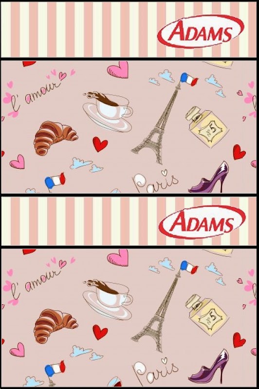 Etiquetas golosinas Adams de París Romántico para imprimir gratis.