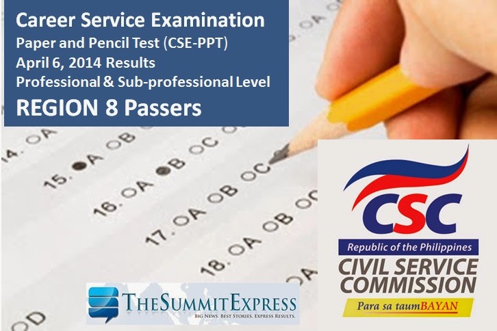 Region 8 Passers: April 2014 Civil service exam results (CSE-PPT)
