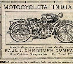 Propaganda da Motocicleta Indian em 1921: concorrente da Harley Davidson.