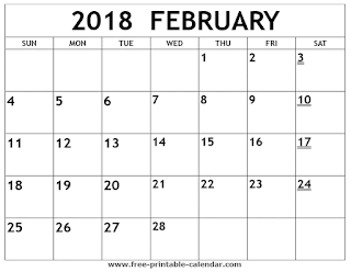 Free Printable Calendar February 2018