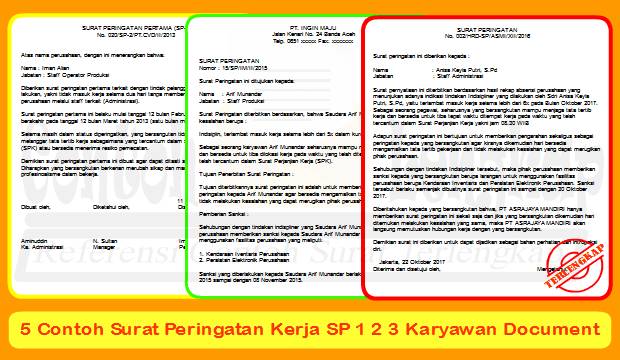 5 Contoh Surat Peringatan Kerja Sp 1 2 3 Karyawan Document