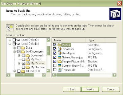 Backup Data Komputer Windows XP Pilih Direktori