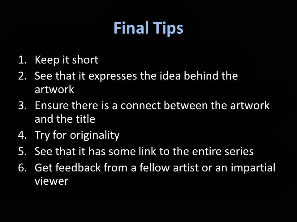 Tips on How to Title an Artwork, Image http://www.artsceneindia.com/