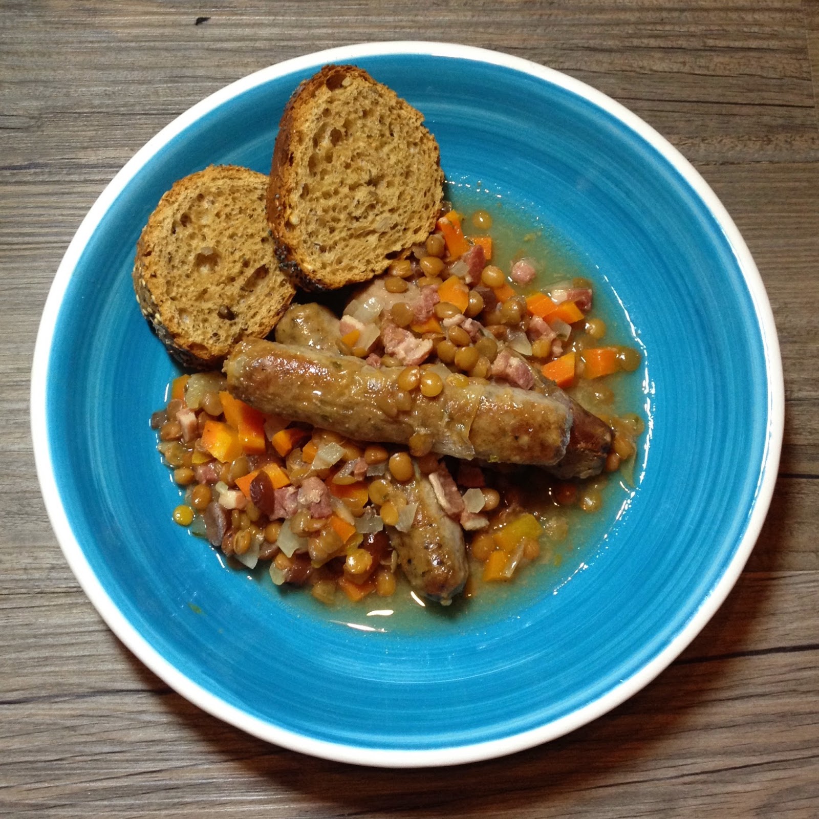 Slow Cooked Sausage, Cranberry & Green Lentil Stew