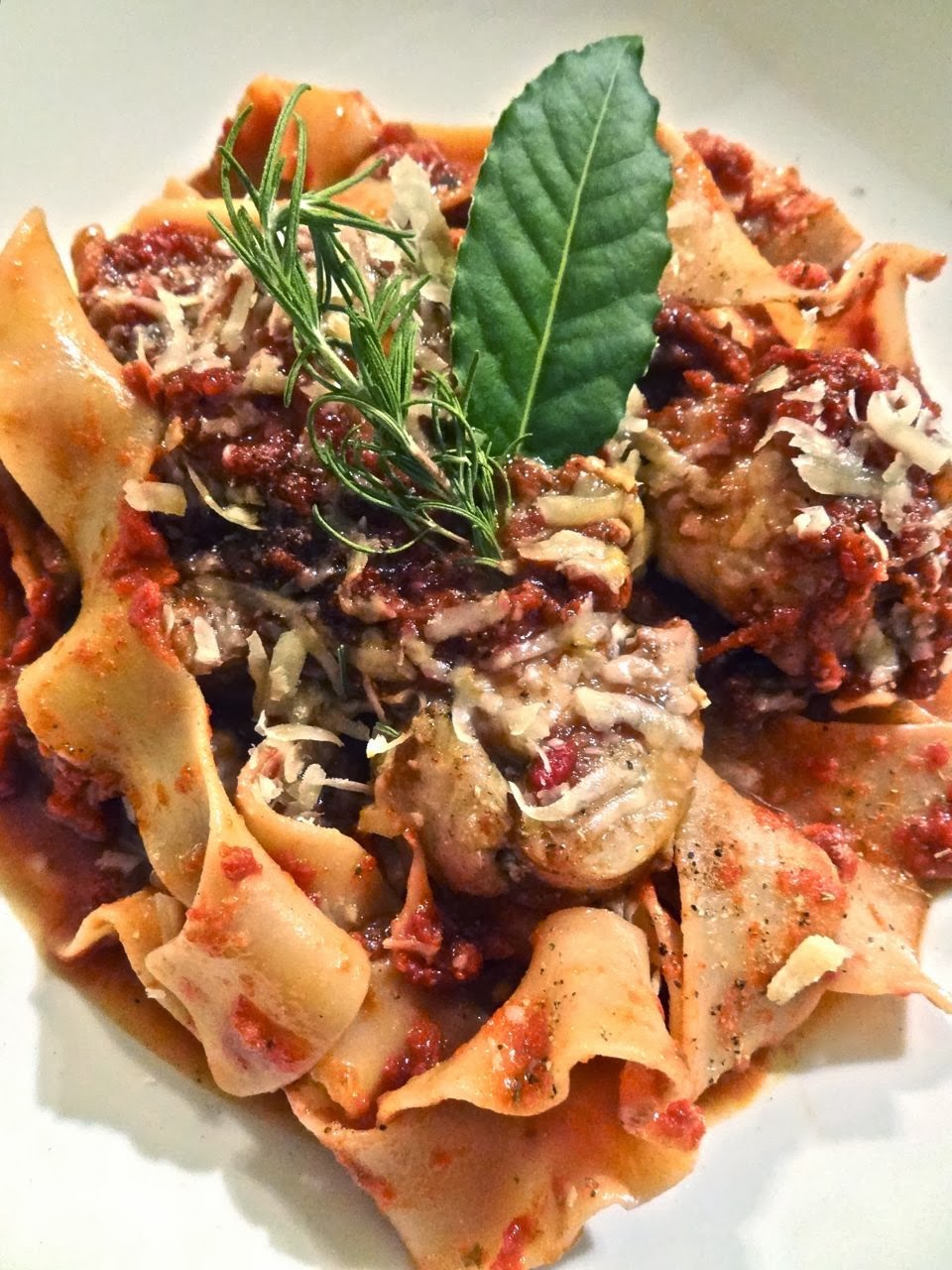 Scrumpdillyicious Pappardelle with Braised Monkfish & Tomato Sauce