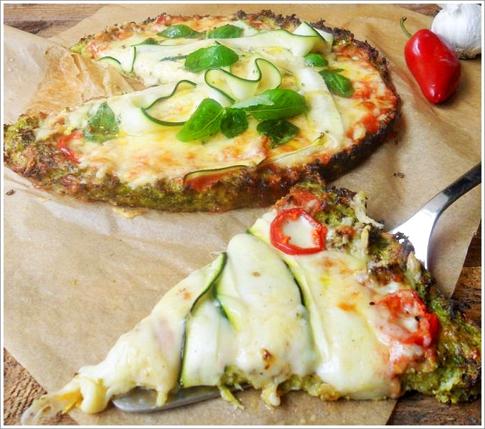 Brokkoli &amp;quot;Pizza&amp;quot; mit Zucchini (glutenfrei und Low-Carb)