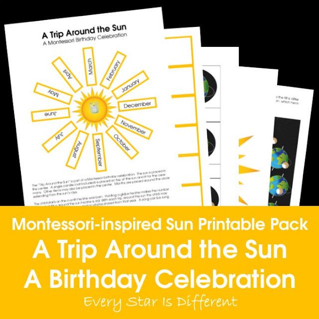 Montessori-inspired Sun Printable Pack: A Trip Around the Sun Montessori Birthday Celebration
