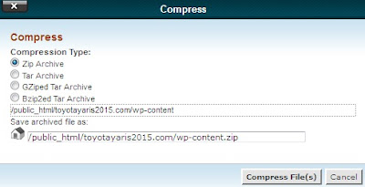 zip compress file cpanel