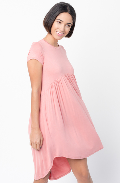 Shop for Pink Tee tunic dress U Neck and a full skirt  Online - $44 - on caralase.com