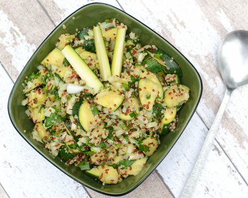 Quinoa Salad with Zucchini & Lemon, another healthy salad ♥ AVeggieVenture.com. Low Carb. Weight Watchers Friendly. Gluten Free. Vegan. Great for Meal Prep.