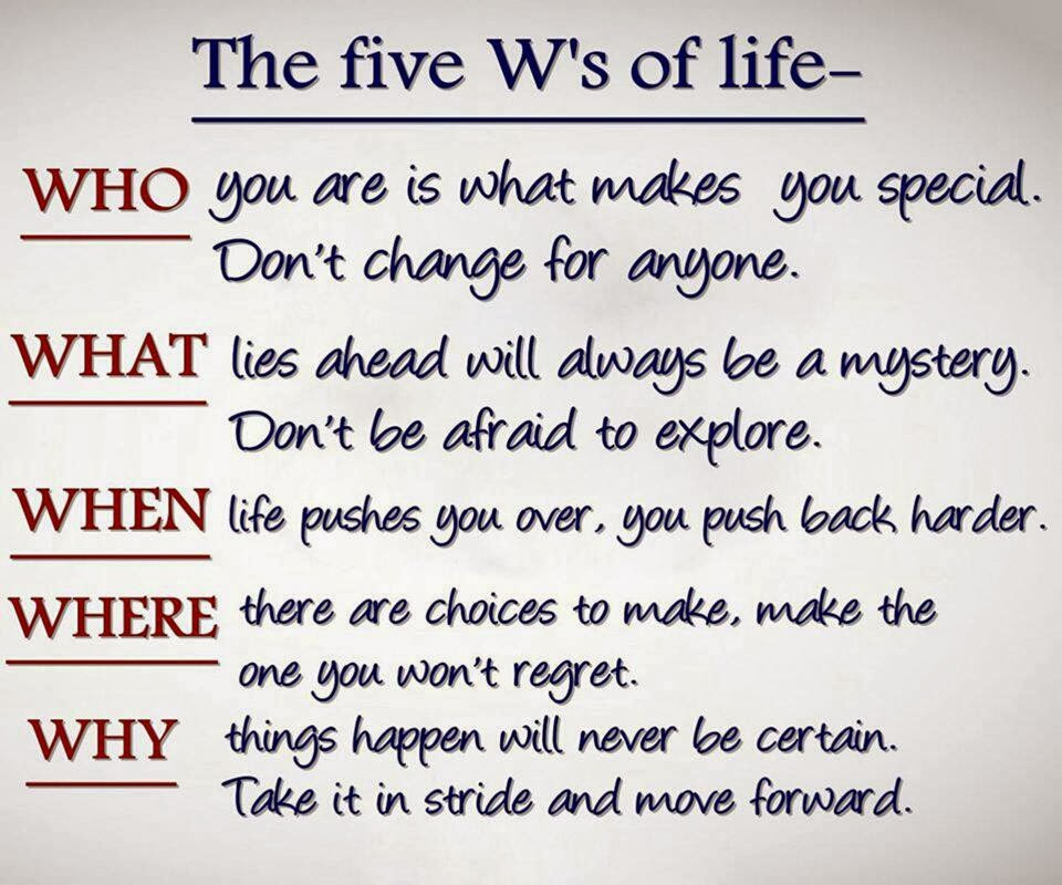 Life In Words The Five W's