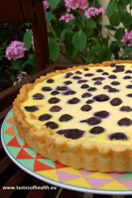 tart, cheesecake, blueberries