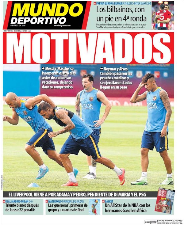 FC Barcelona, Mundo Deportivo: "Motivados"