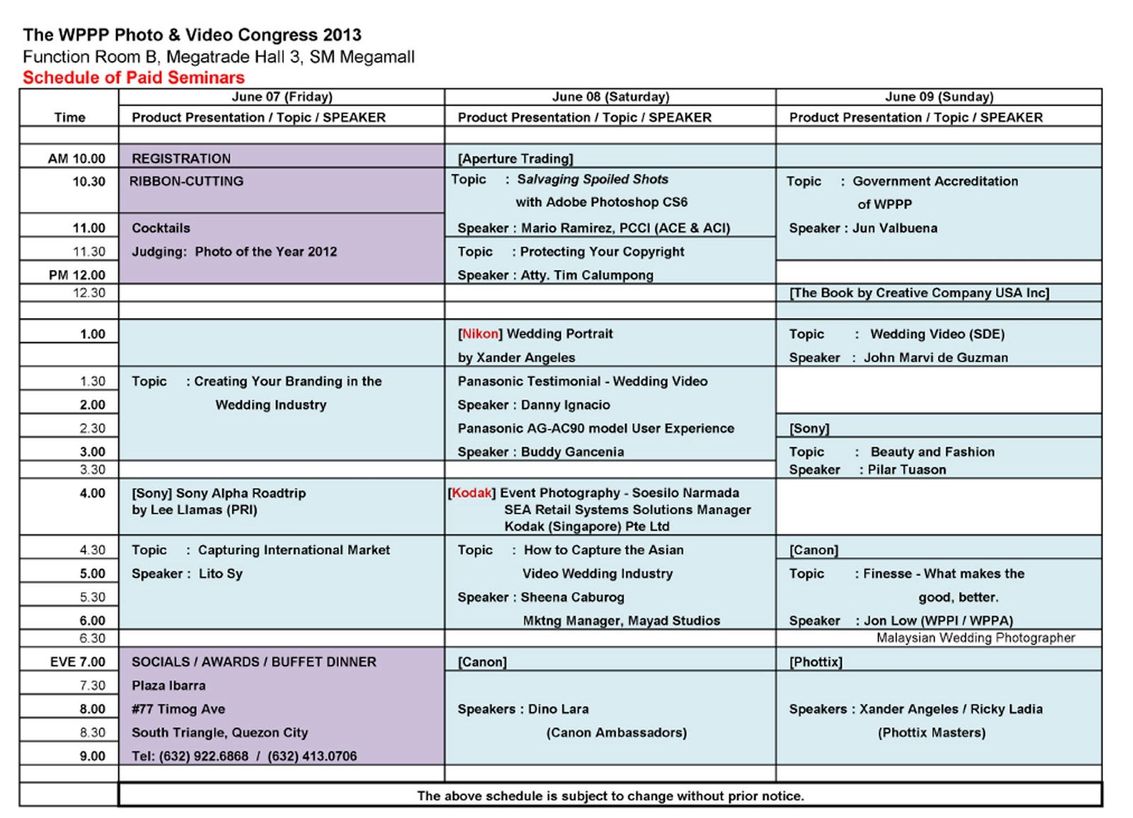 WPPP Schedule of Paid Seminars