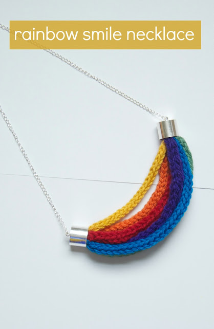 Use crochet or knitted i-cord to make a fun, bright necklace.
