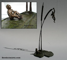 The Unwritten Future Bronze Sculpture Art Uncertainly of Man Vulnerability Precarious