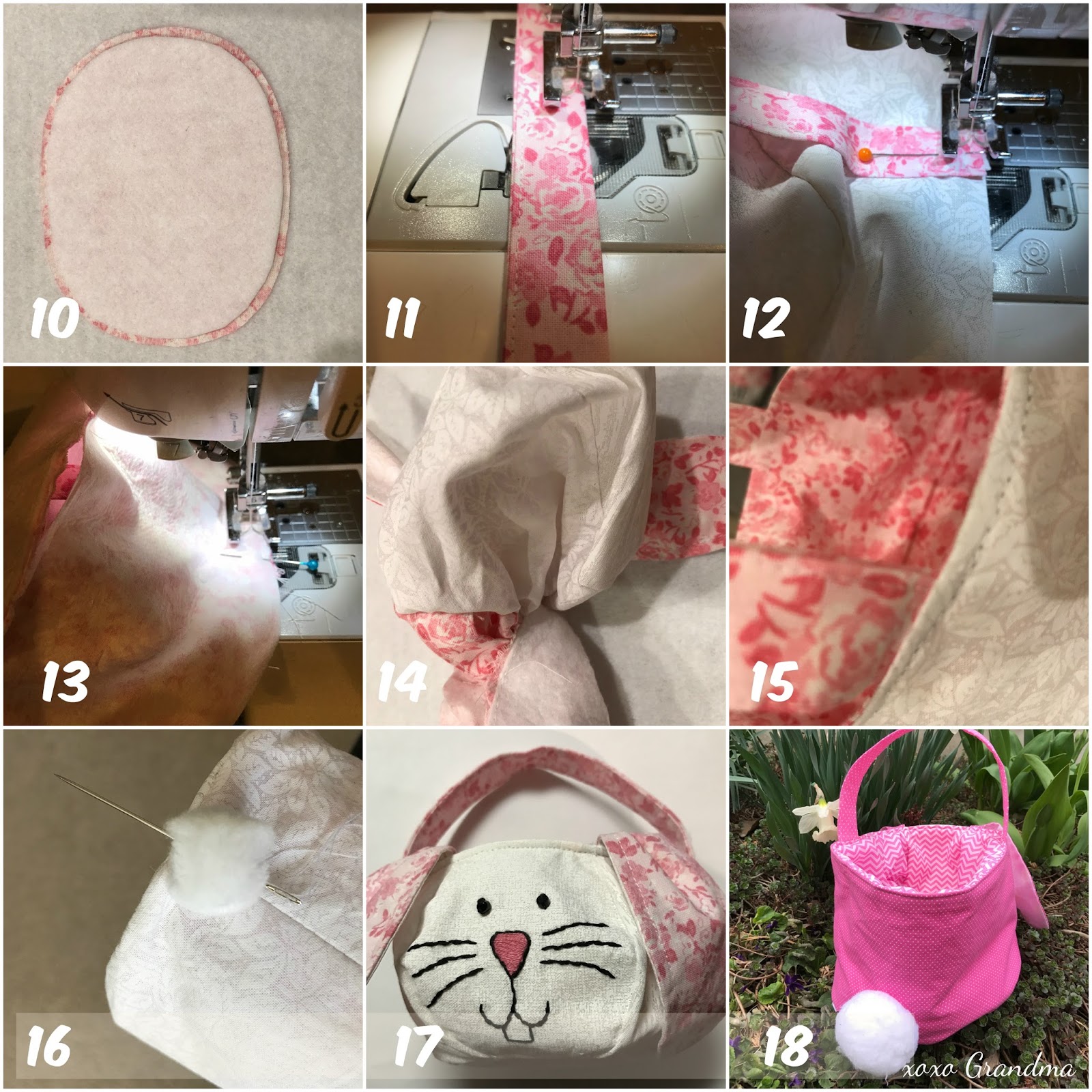 xoxo Grandma Fabric Bunny Basket Free Pattern