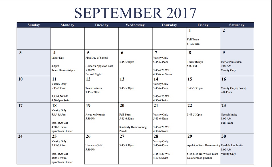 Appleton WestKimberly Swim and Dive 2017 Swimming and Diving Practice