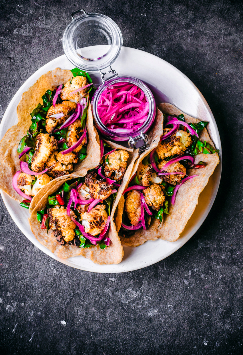 Cauliflower Tacos with Refried Beans Occasionally Eggs