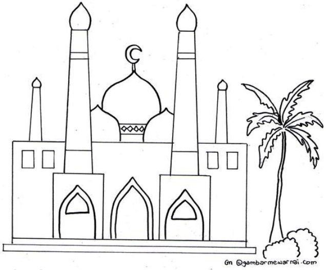 Gambar Sketsa Mewarnai Masjid Terbaru Gambar Sketsa Mewarnai Masjid Terbaru