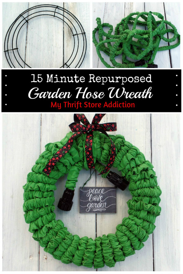 15 minute repurposed garden hose wreath