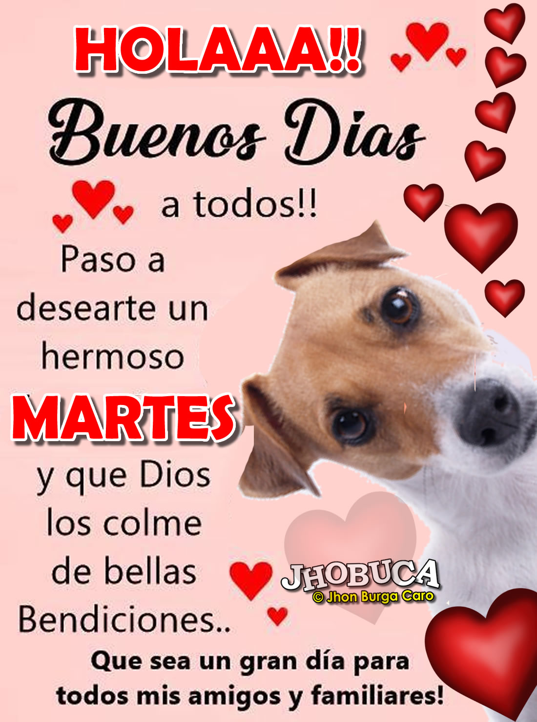 Feliz Martes,te deseo muchos abrazos y Besitos, muchas bendiciones de