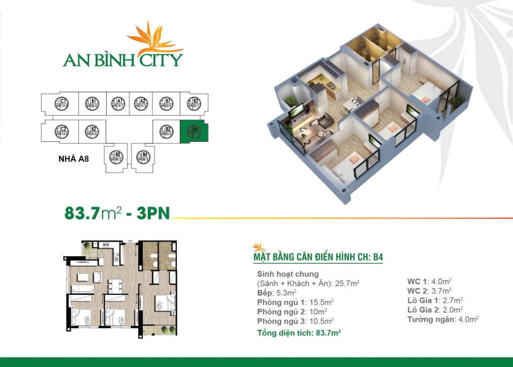 Căn hộ diện tích 83 m2 tại chung cư An bình City Căn hộ diện tích 83 m2 tại chung cư An bình City