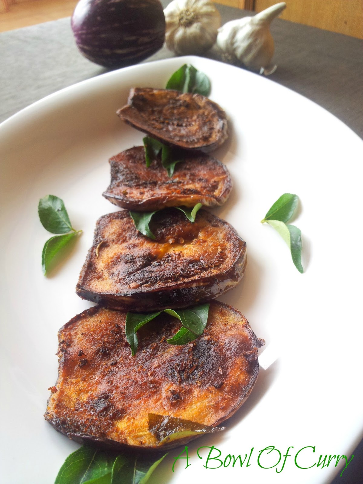 A Bowl Of Curry Eggplant / Brinjal Masala Fry